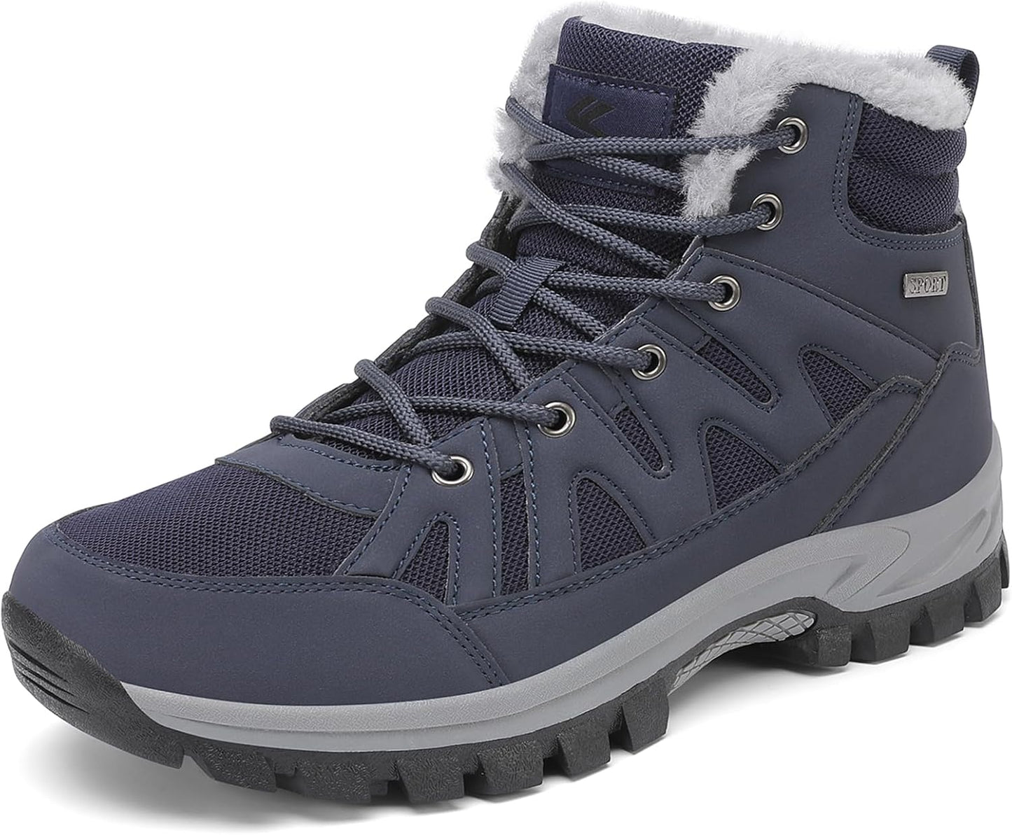 FLARUT Mens Snow Boots Insulated Fur Liner for Winter Hiking