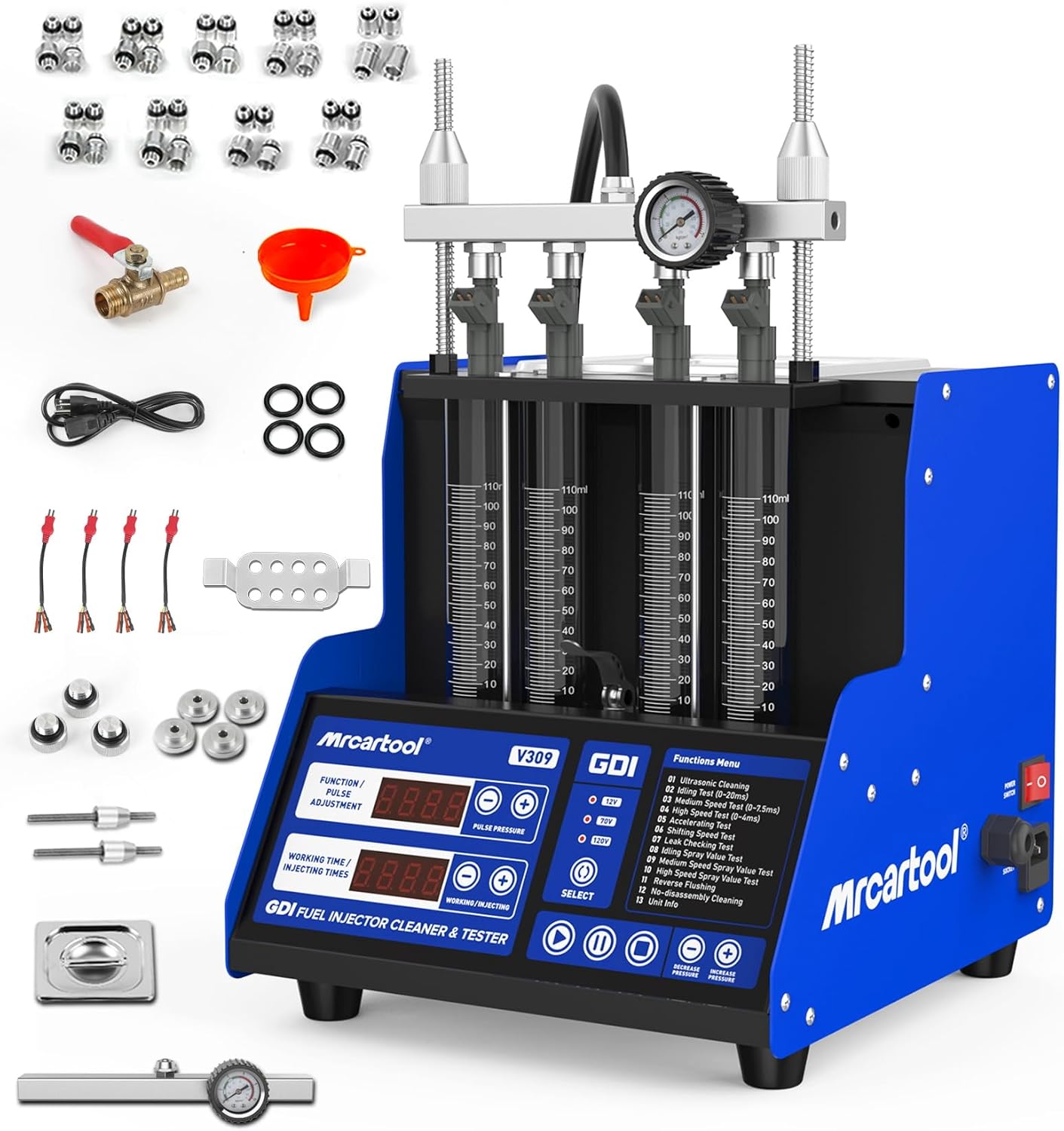 MR CARTOOL V309 Fuel Injector Cleaner Tester for Diesel & Gasoline