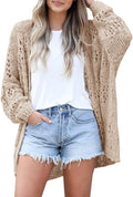Womens Crochet Cardigan Sweater Kimono - Oversized Boho Open Front