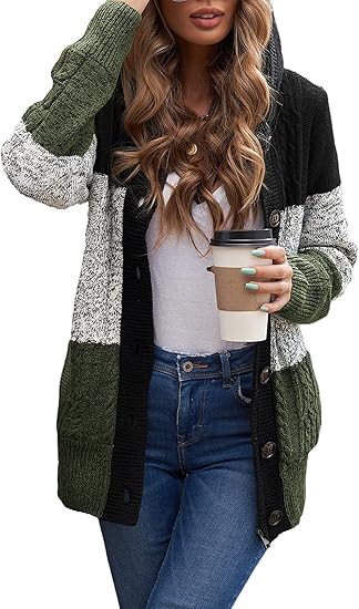 Sidefeel Women Hooded Knit Cardigans for Cozy Style and Comfort