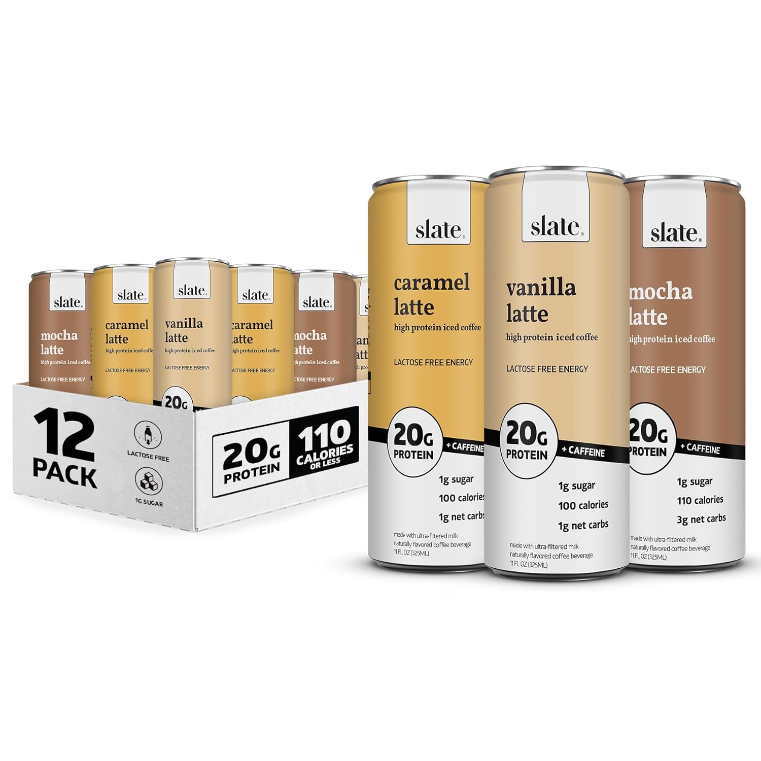 Slate Milk Protein Coffee Variety Pack - 20g Protein - 1g Sugar