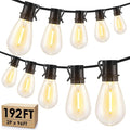 192FT LED Outdoor String Lights - Dimmable Warm White Patio Lighting