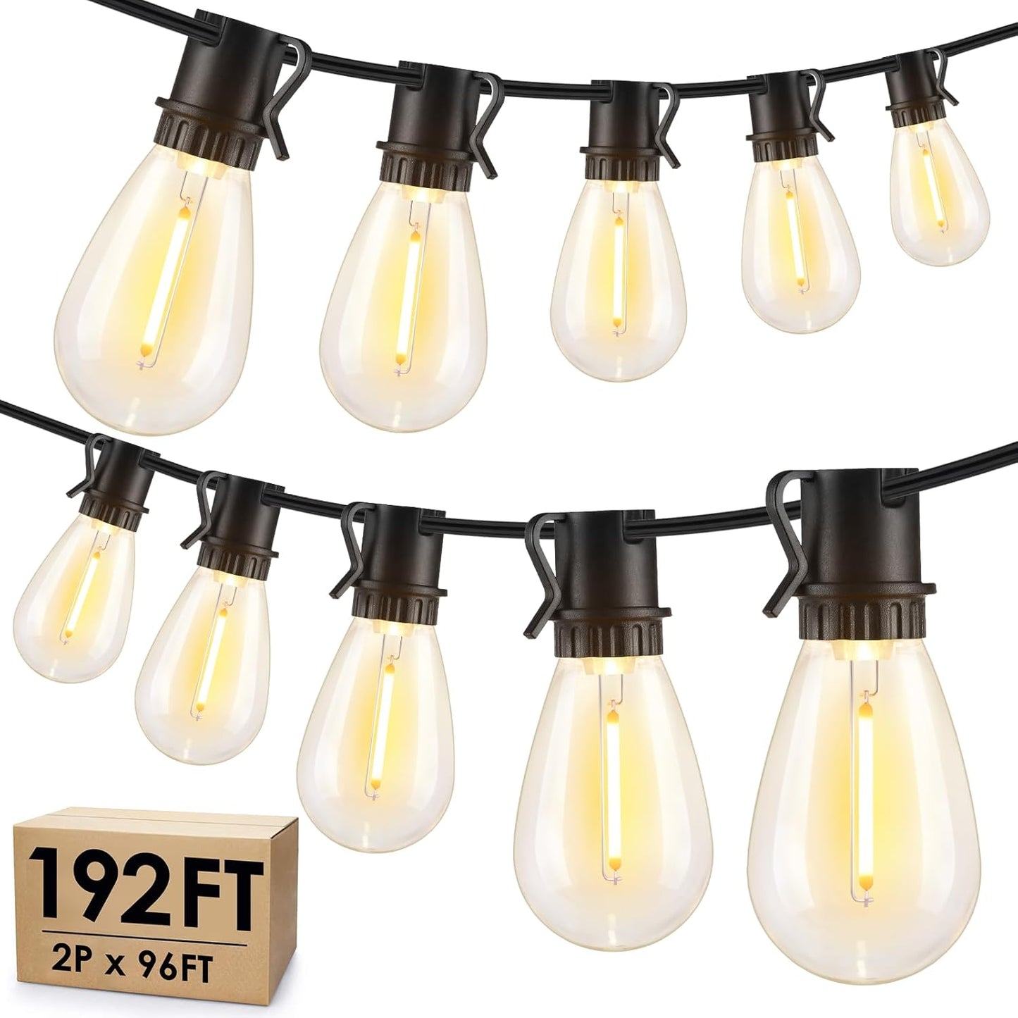 192FT LED Outdoor String Lights for Cozy Patio Ambiance