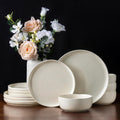 AmorArc Stoneware Dinnerware Set Service for 4 - Wavy Rim Elegance