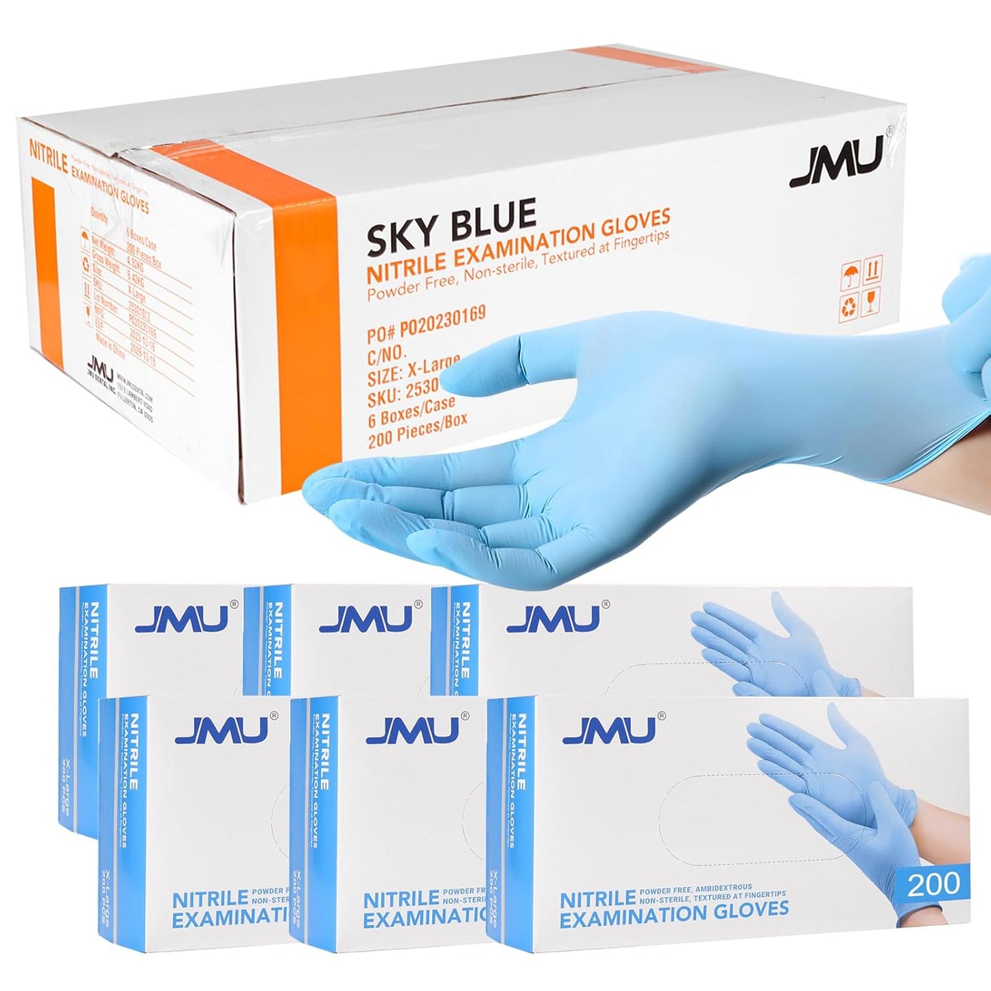 JMU 1200 Large Nitrile Gloves Case - Latex-Free Protection