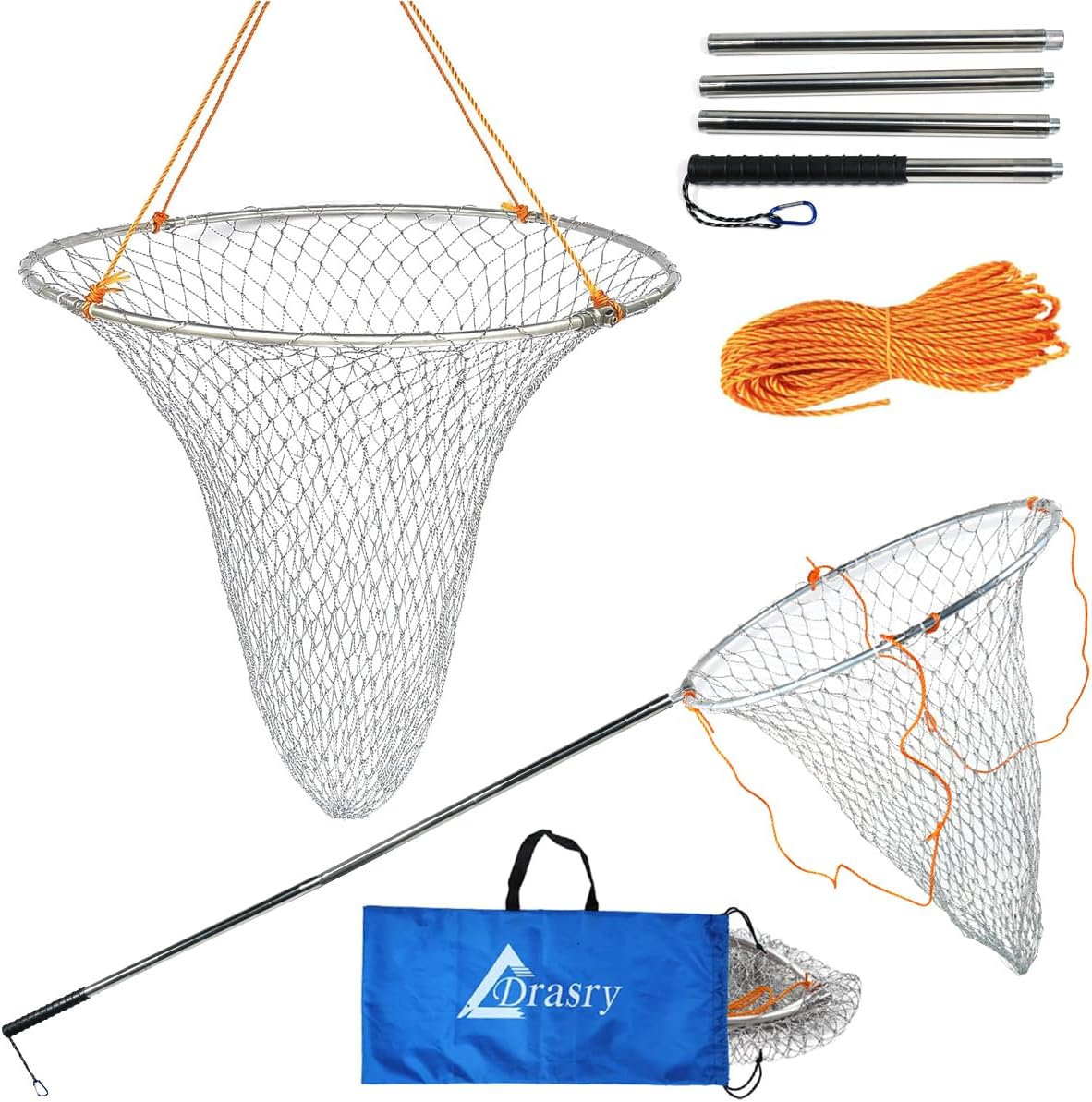Drasry Large Collapsible Bridge Pier Fishing Net for All Waters