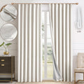 Natural Pinch Pleated Full Blackout Linen Curtains 84 in - Elegant