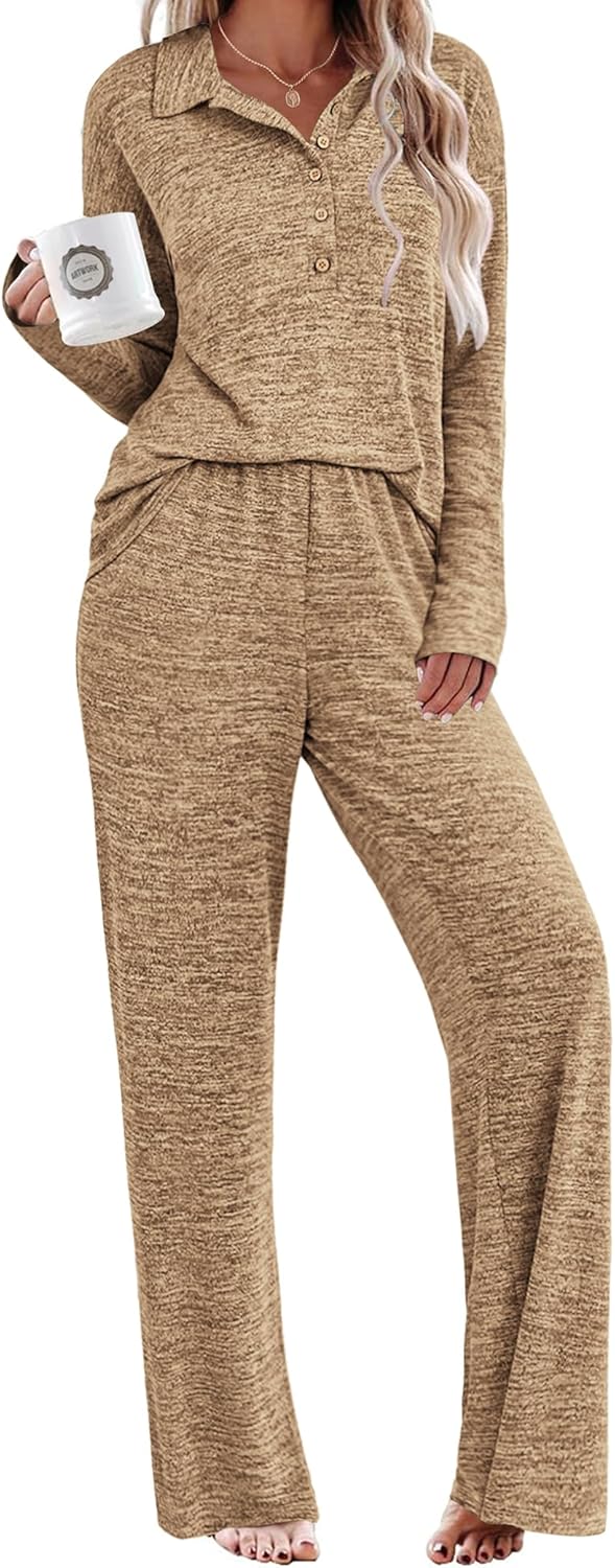 Ekouaer Womens Pajamas Set for Cozy Fall Lounge and Sleepwear
