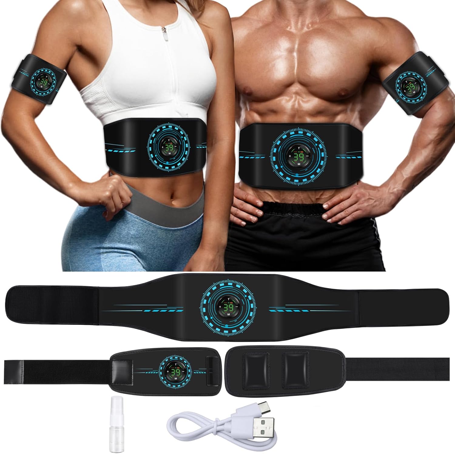 KETAN Abs Stimulator Set - 8 EMS Modes, 39 Levels Intensity
