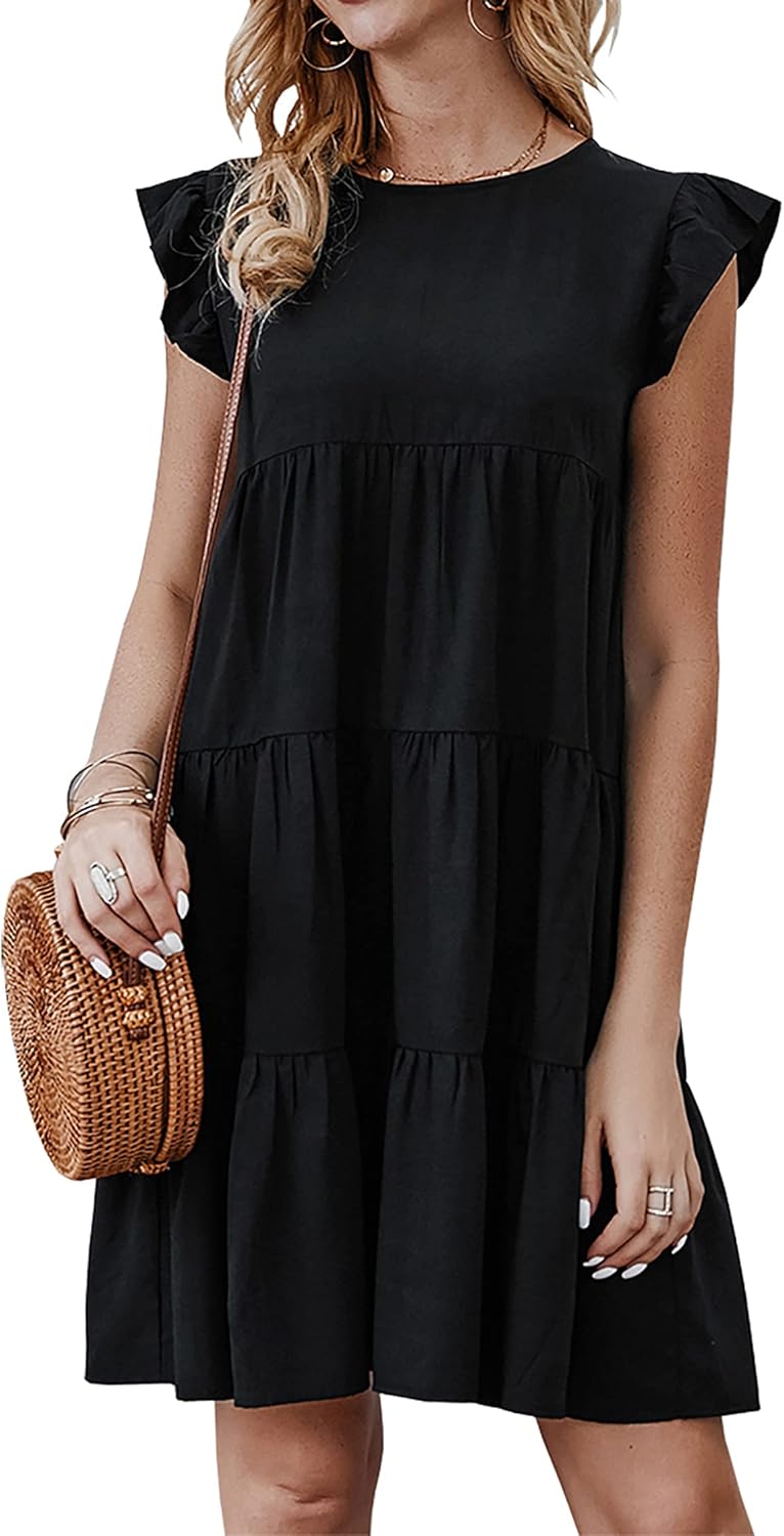KIRUNDO Women's Summer Dresses: Stylish Ruffle Sleeve Mini Dress