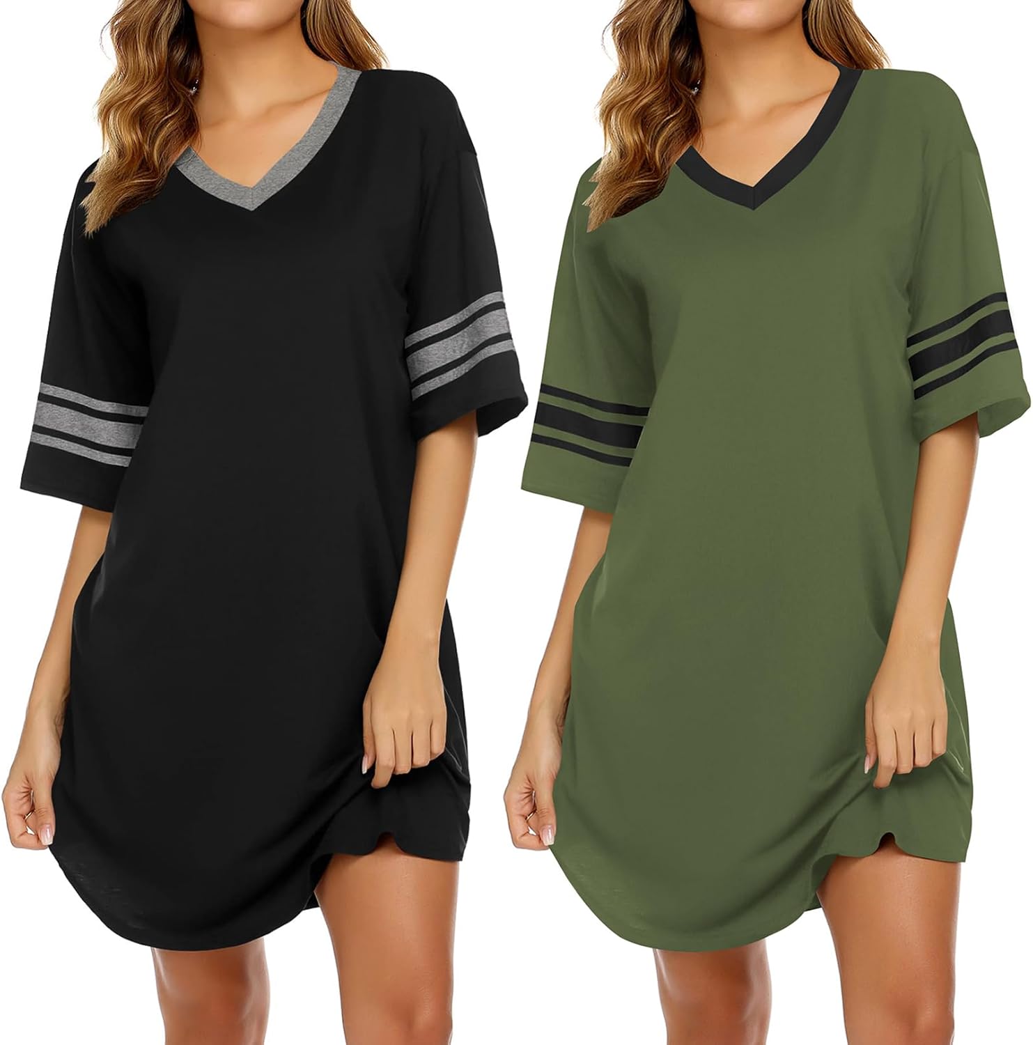 Ekouaer Nightgowns for Women 2 Pack Comfortable Sleepwear