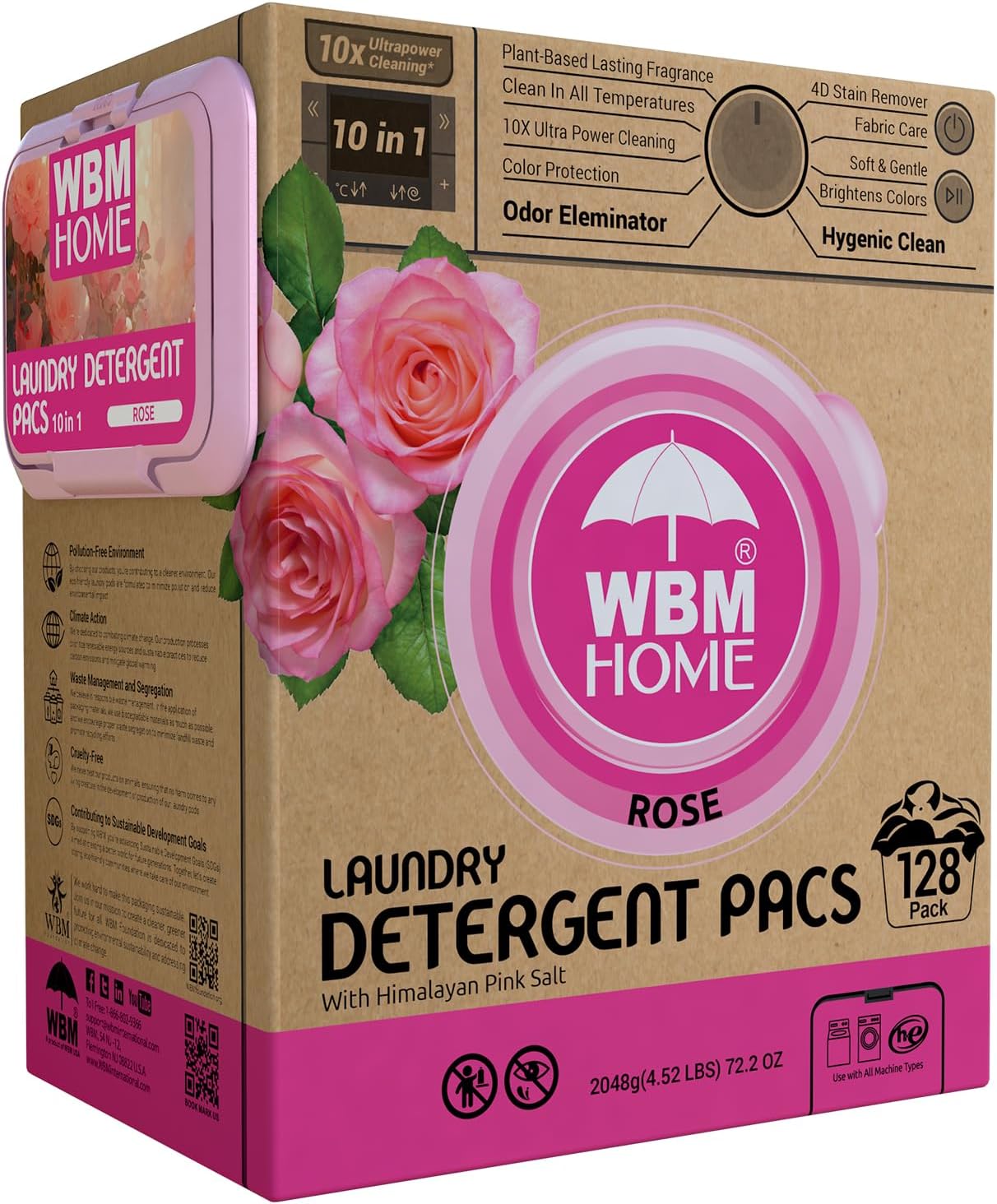 128-Count WBM Laundry Pods: Ultra-Concentrated Stain Lifter & Softener