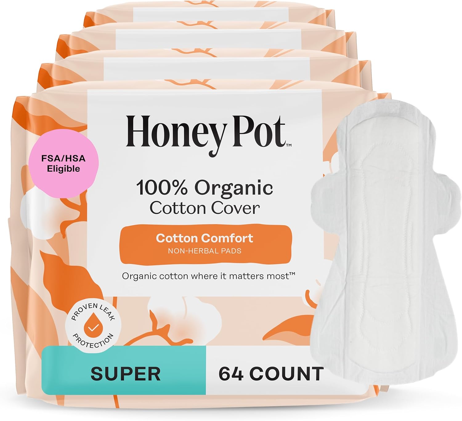 Super Non-Herbal Sanitary Pads with Wings for Women - 64ct