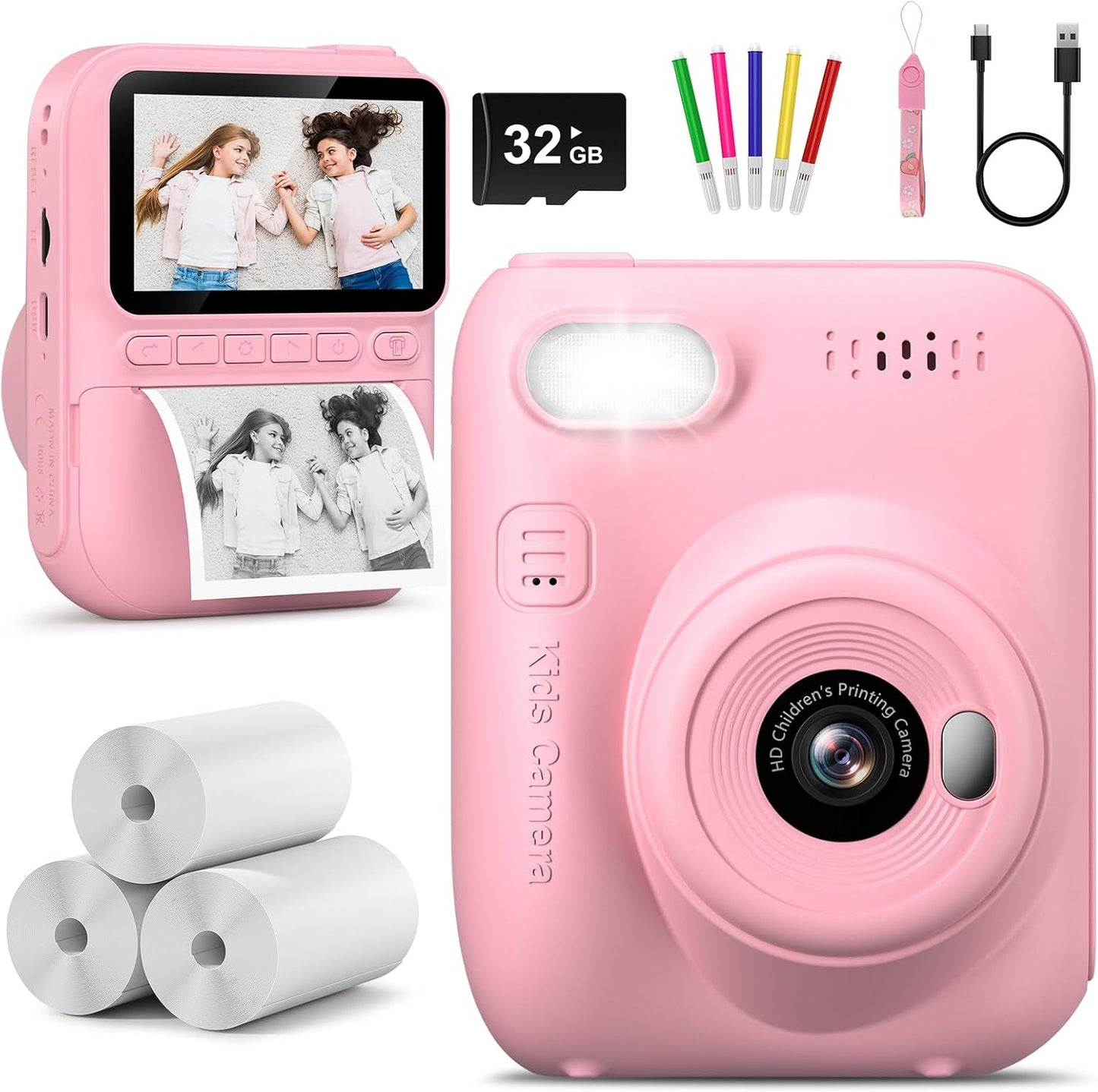 Portable Kids Instant Print Camera - Fun Travel Toy