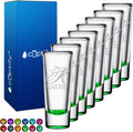 Personalized Shot Glasses Set of 8 Green Bottom - Custom 2 oz Cordials
