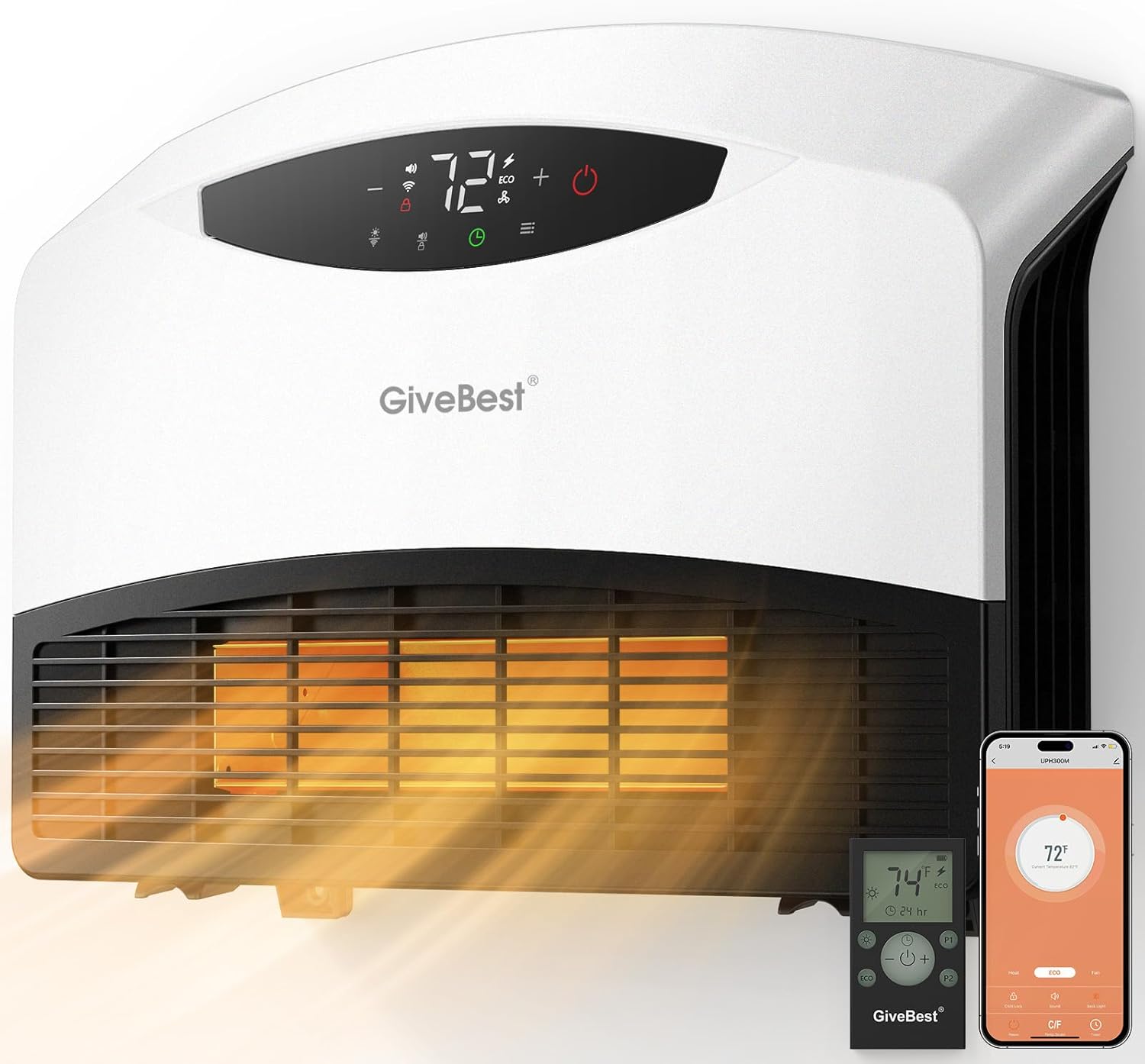 WiFi Electric Heater, Remote Control, Fast Heat, 1500W