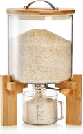 5L Glass Rice Dispenser with Bamboo Stand for Food Storage