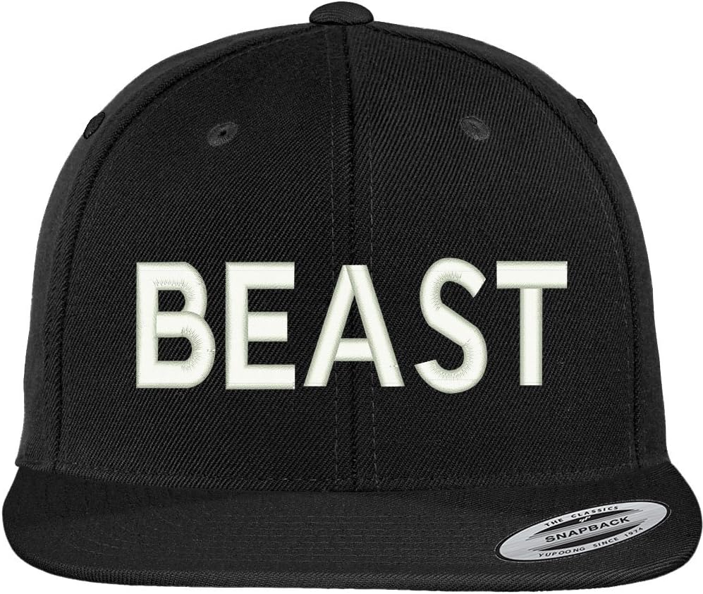 Beast Embroidered Snapback Cap - Trendy Black