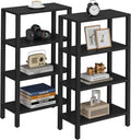 Black Narrow End Table for Small Spaces - Slim 4-Tier Side Table
