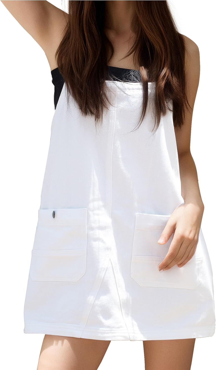 Womens Denim Overalls Dress Casual Summer Jeans with Pockets