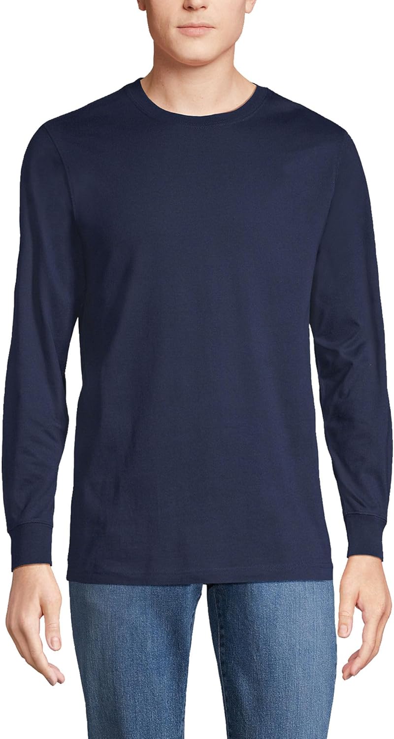 Lands' End Men's Super-T Long Sleeve T-Shirt for Everyday Comfort