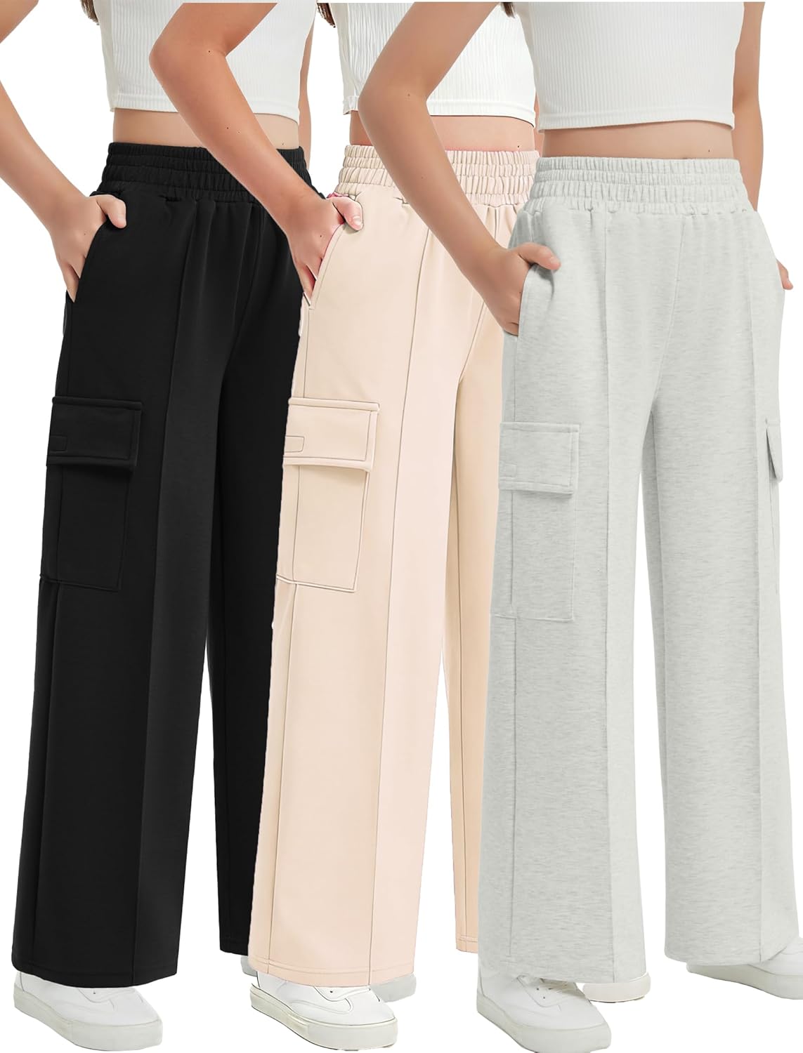 EXARUS Girls Wide Leg Sweatpants for Casual and Sporty Styles