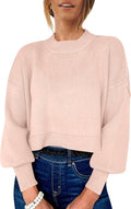 Womens Cropped Sweater Oversized Crewneck - Cozy Fall Essential