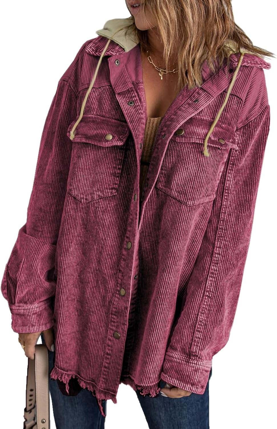Dokotoo Womens Corduroy Shacket Jacket for Stylish Fall Wear