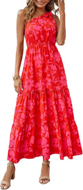 Women's One Shoulder Floral Maxi Dress - Ditsy Boho Summer Fit