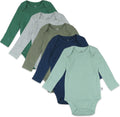 HonestBaby baby-boys 5-pack Long Sleeve Bodysuits - Soft Organic style
