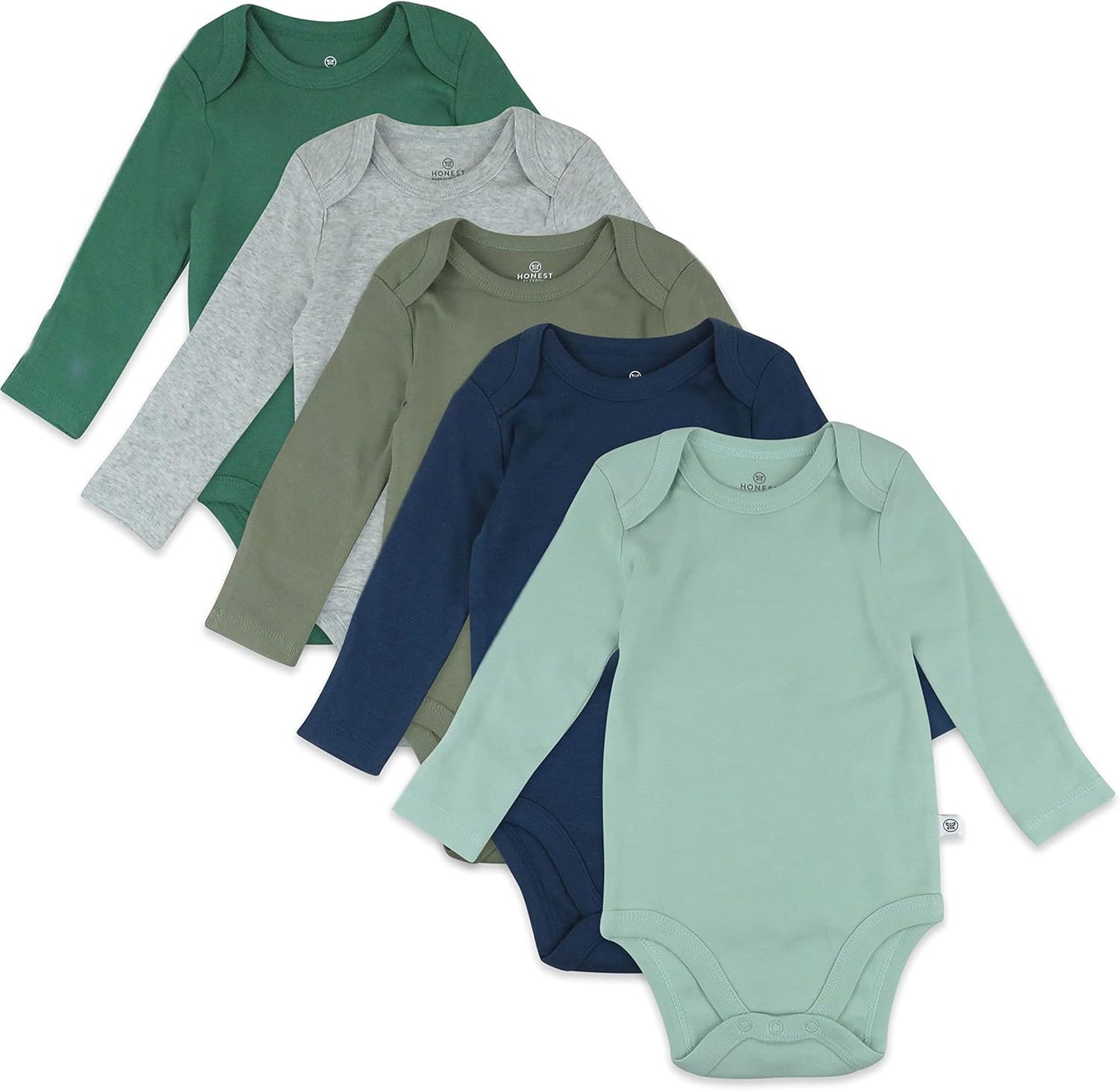 HonestBaby 5-Pack Long Sleeve Bodysuits for Infant Boys