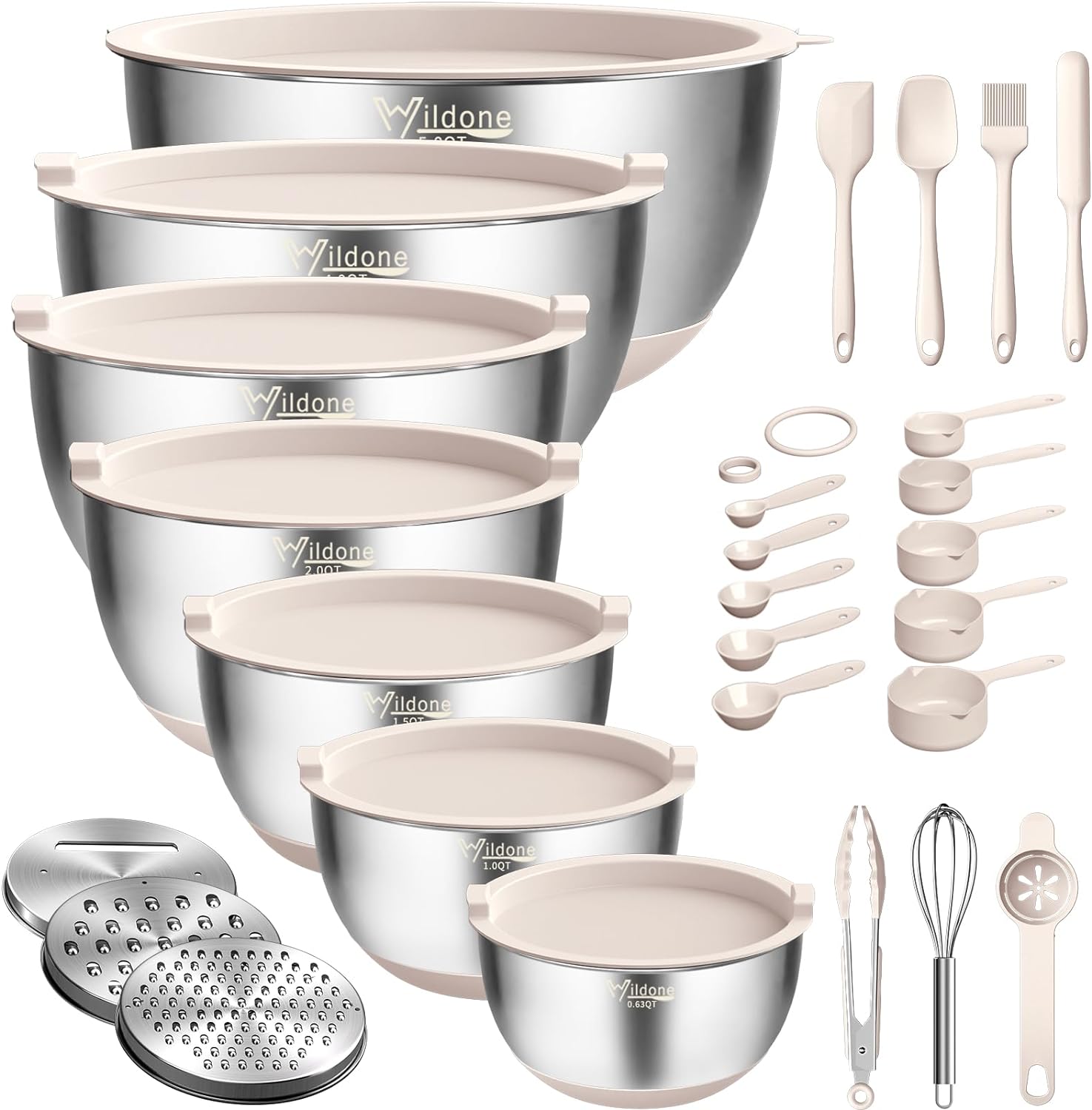 Wildone Mixing Bowls Set with Airtight Lids for Kitchen Prep