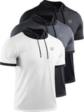 Mens Dry Fit Performance Athletic Shirt with Hoodie - Breathable Fit
