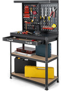 Workbench Work Table with Drawer and Pegboard - Heavy Duty 32 in