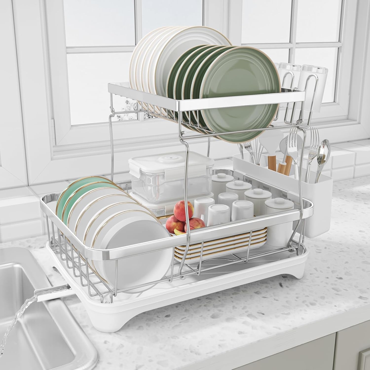 304 Stainless Steel Dish Drying Rack for Kitchen Counter Use