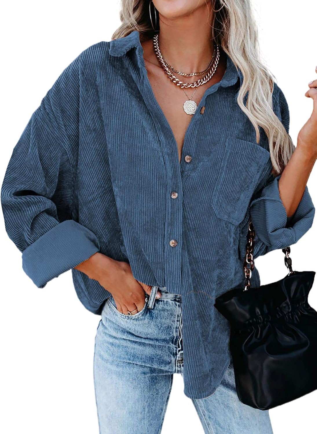 Dokotoo Womens Corduroy Button Down Shirt for Stylish Comfort