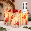 Crystal Club Flameless Candles Cardinal Theme (Set of 3) - Glass Real