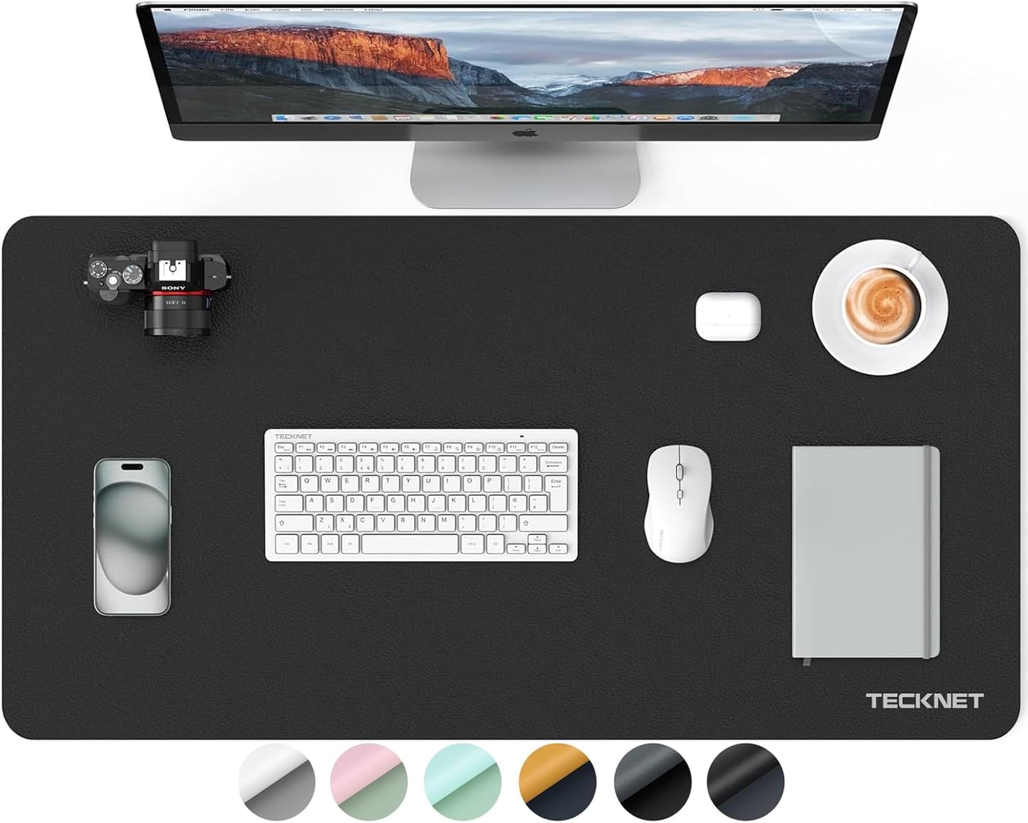 TECKNET Large Waterproof Desk Mat - Double-Sided Office Essential