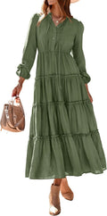 Fall Long Sleeve Maxi Dress for Women - Boho Tiered A Line Flow