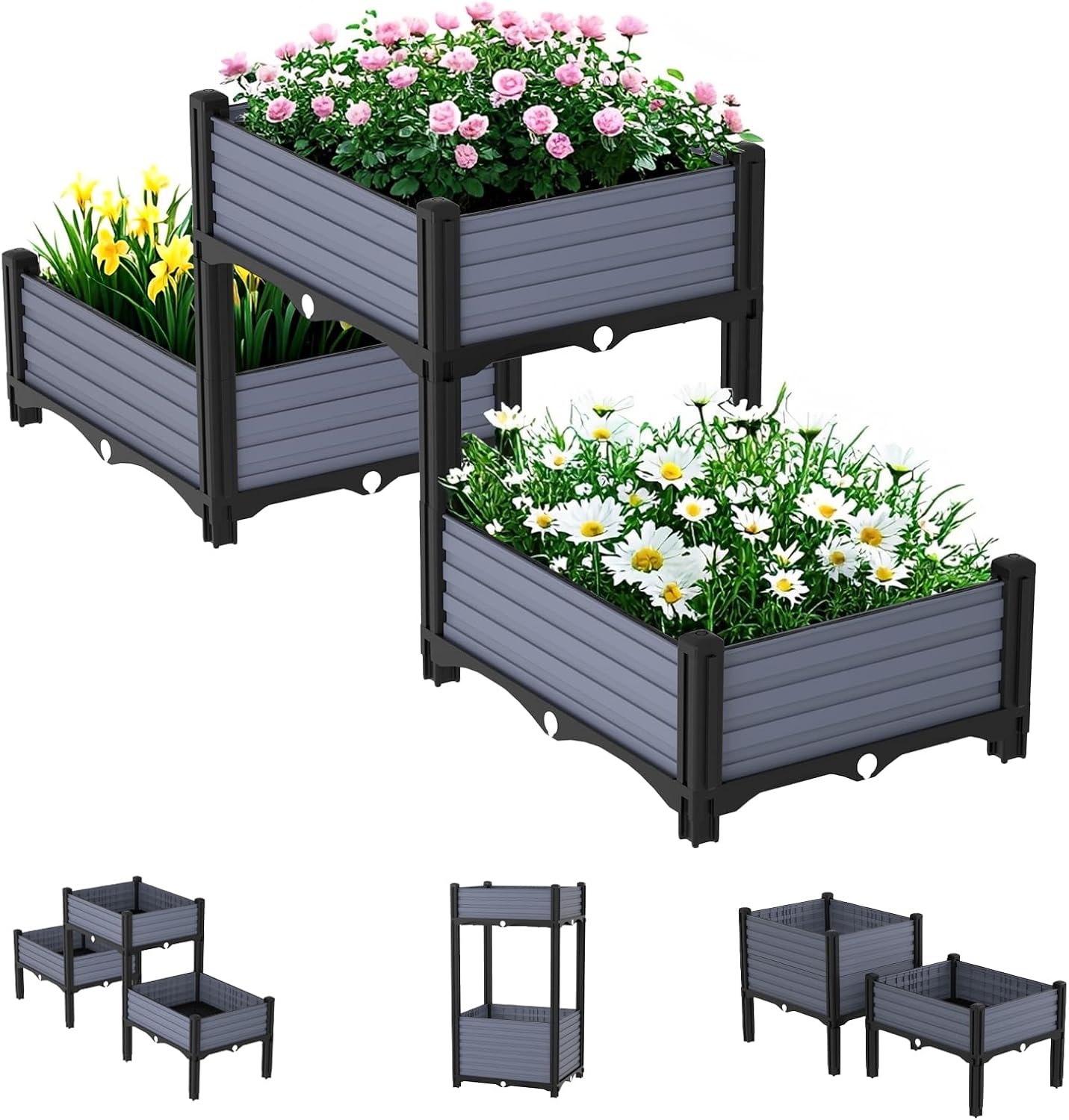 Planter Box Raised Garden Bed for Vegetables, Flowers, and Herbs