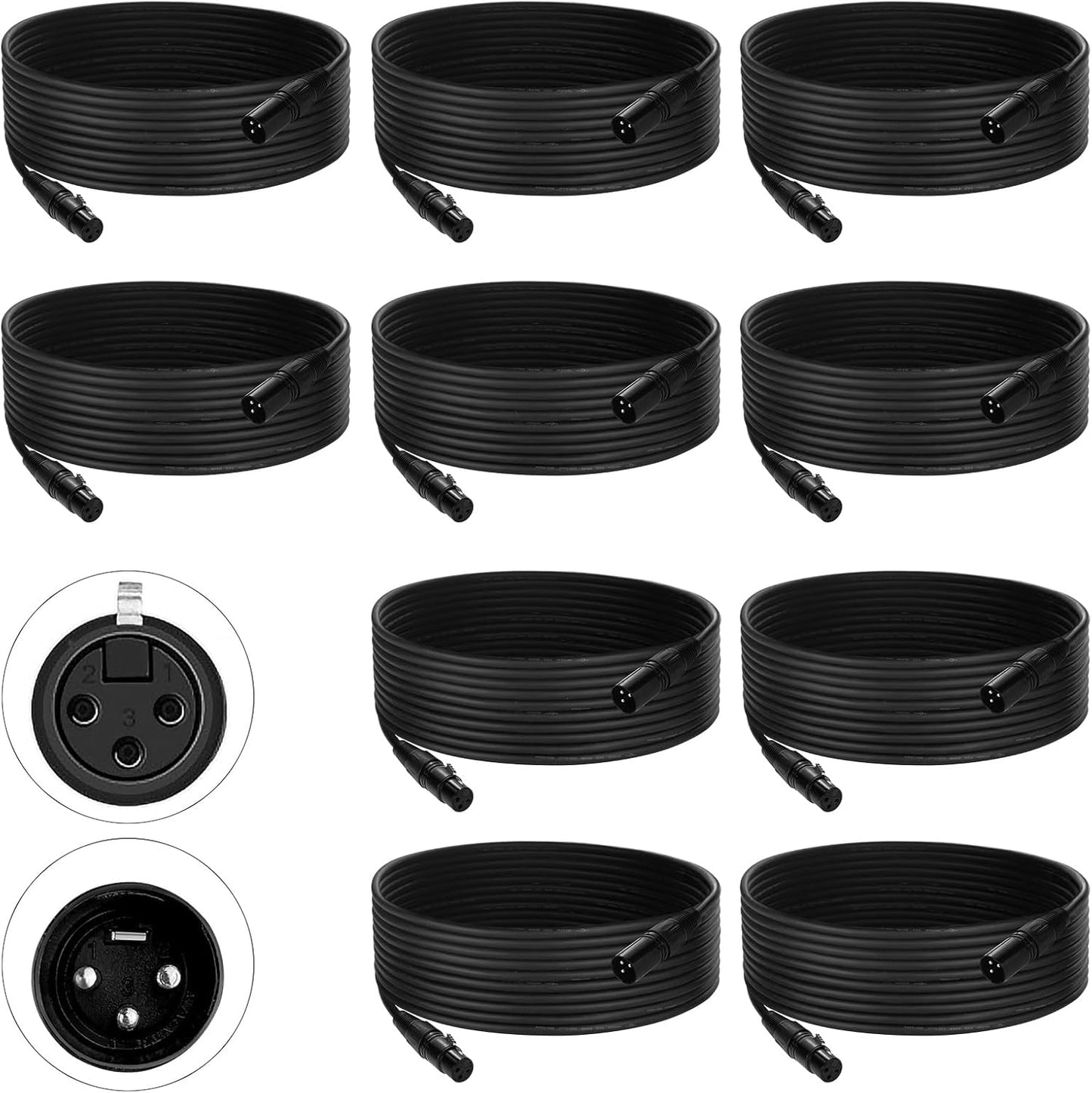 DMX Cable 25 ft 10 Pack for Stage Lighting Signal Connection