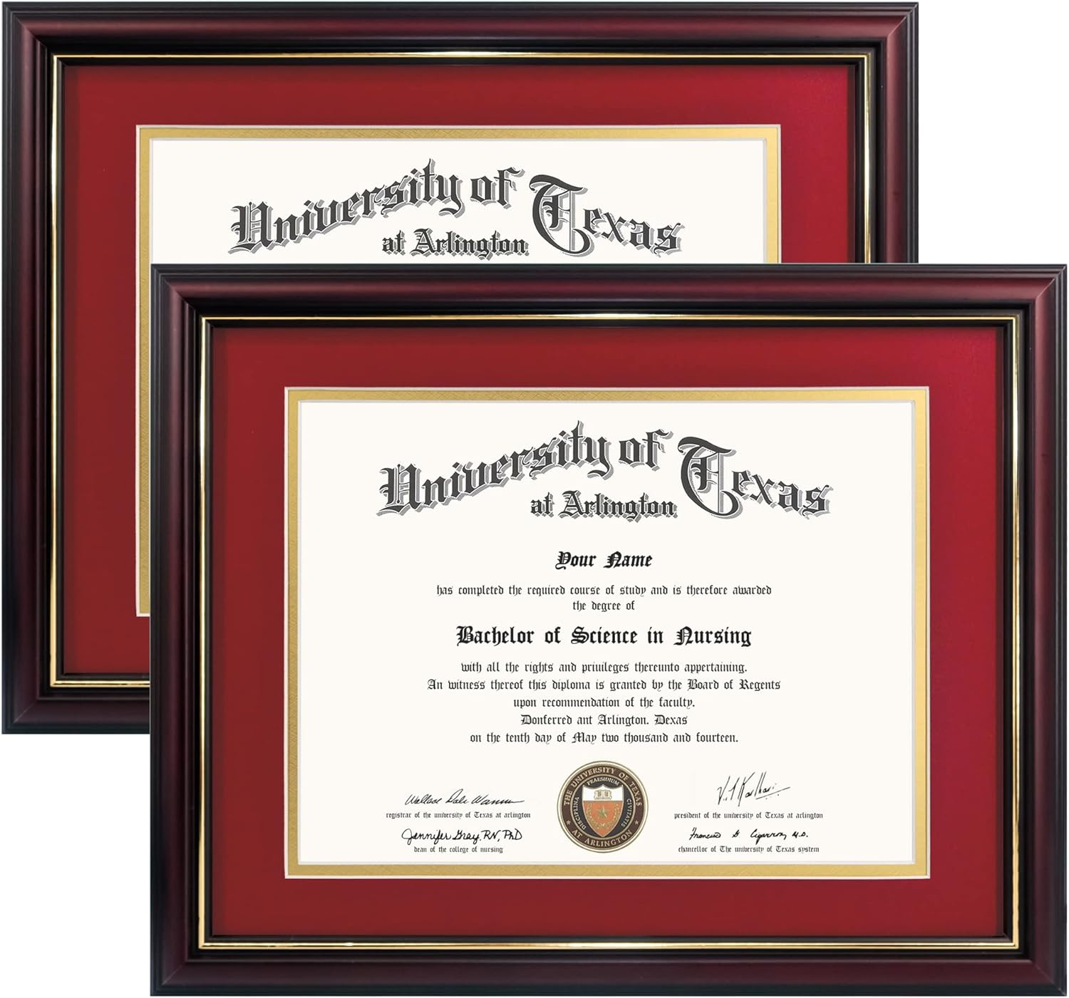 GraduationMall 8.5x11 Diploma Frame with Red Gold Mat 2 Pack