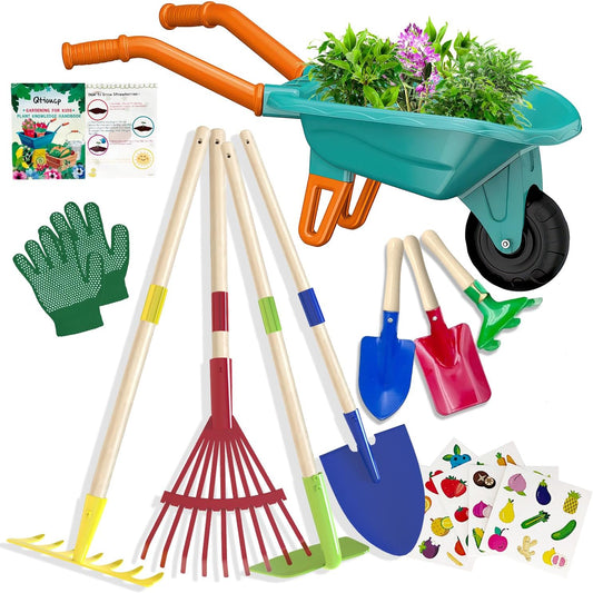 Kids Gardening Tools Set with Wheelbarrow for Outdoor Fun