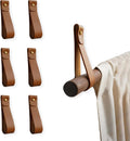 Leather Wall Straps 6PK - Handcrafted Curtain Rod Holders for Home