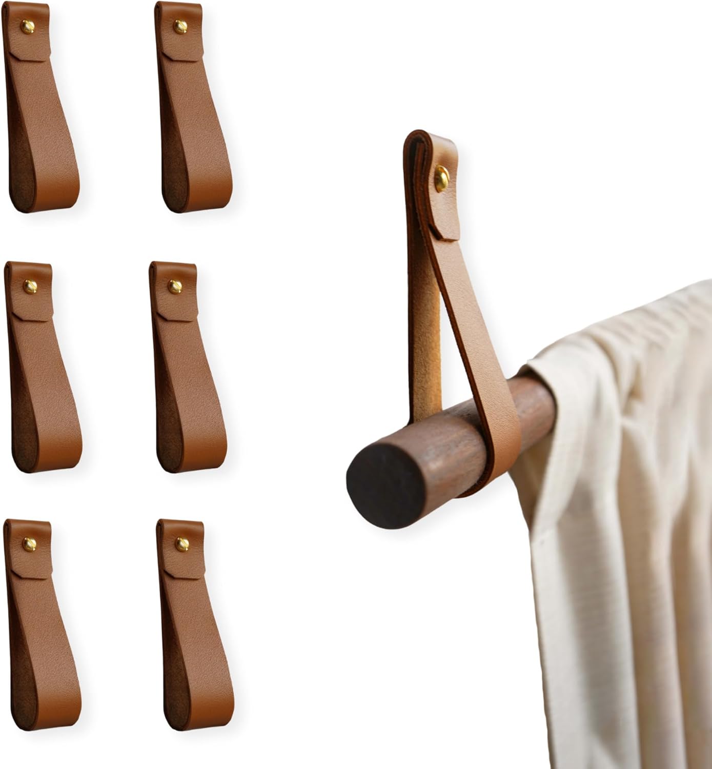 Keyaiira 6PK Authentic Leather Wall Straps for Home Decor