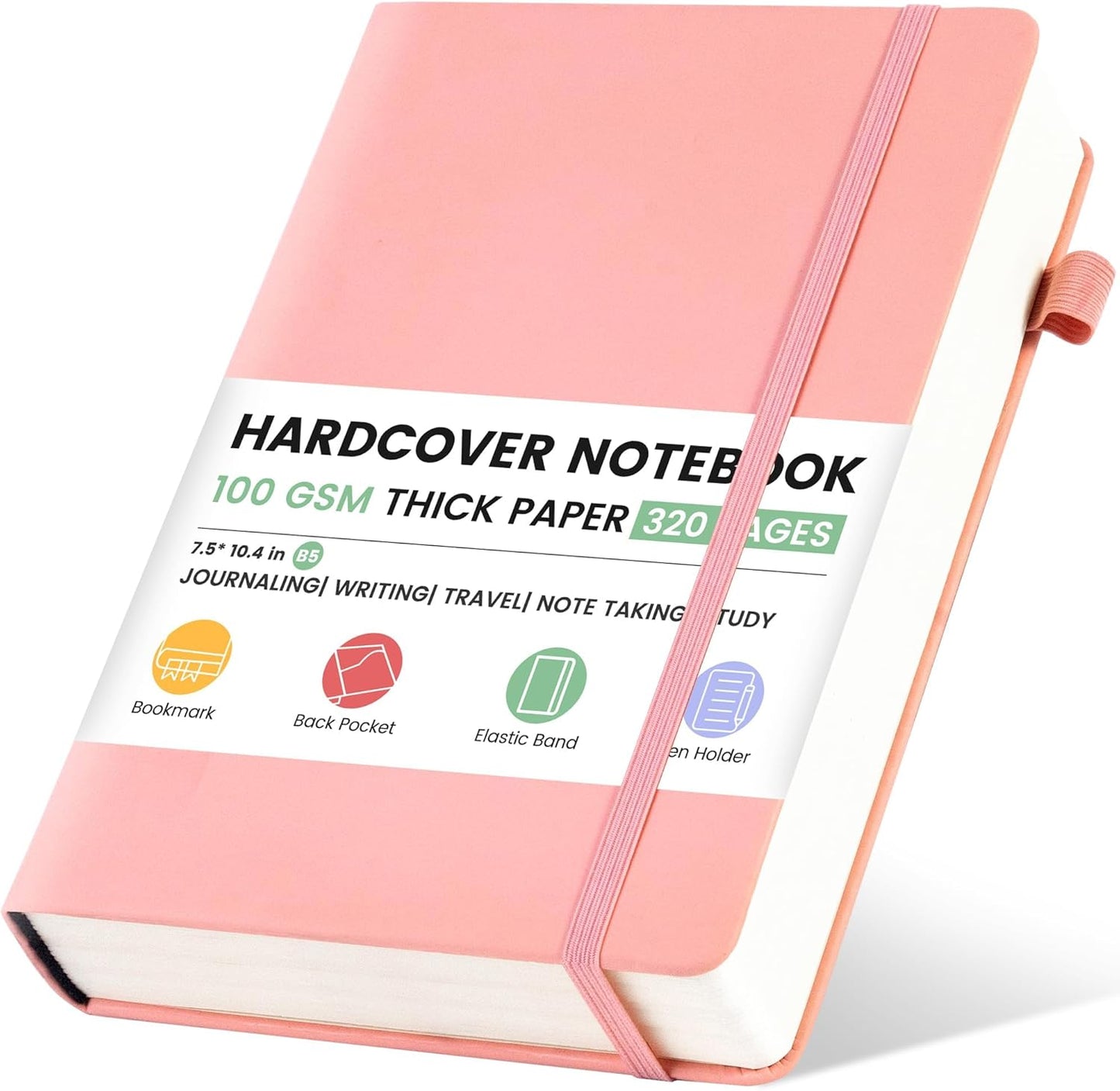 B5 Pink Leather Journal, 320 Pages, 100GSM