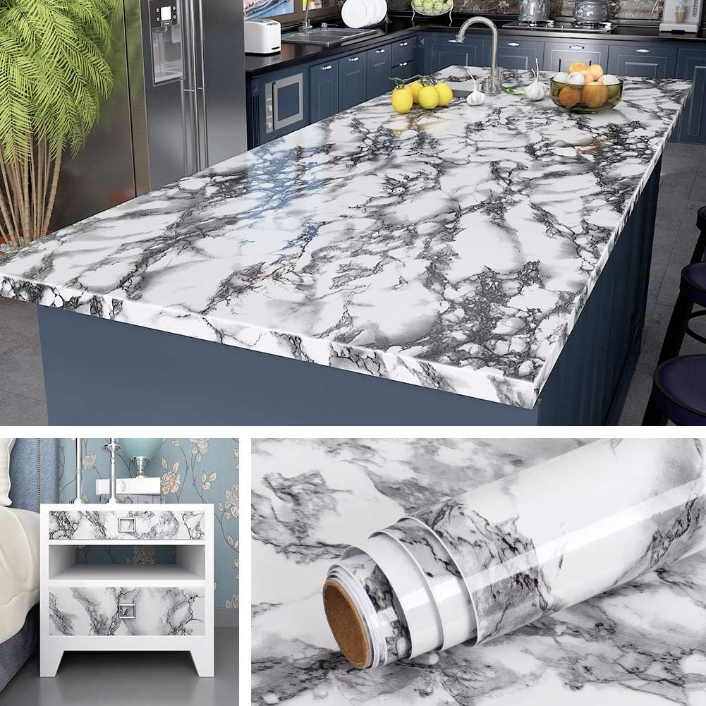Marble Contact Paper Peel and Stick for Kitchen Countertops