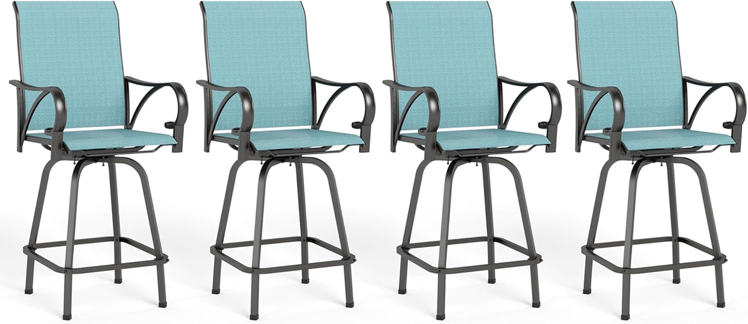 MFSTUDIO Outdoor Bar Stools Set of 4 with Swivel Functionality