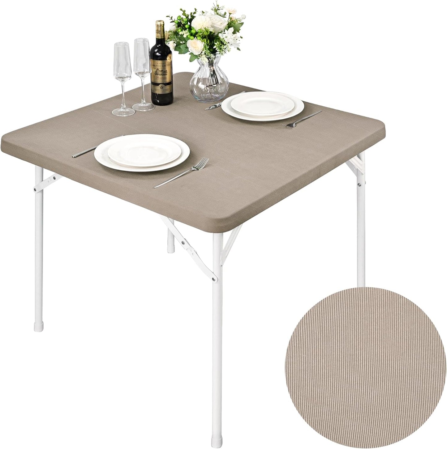 Elastic Khaki Tablecloth 36x36 Inch for Indoor/Outdoor - Monibana