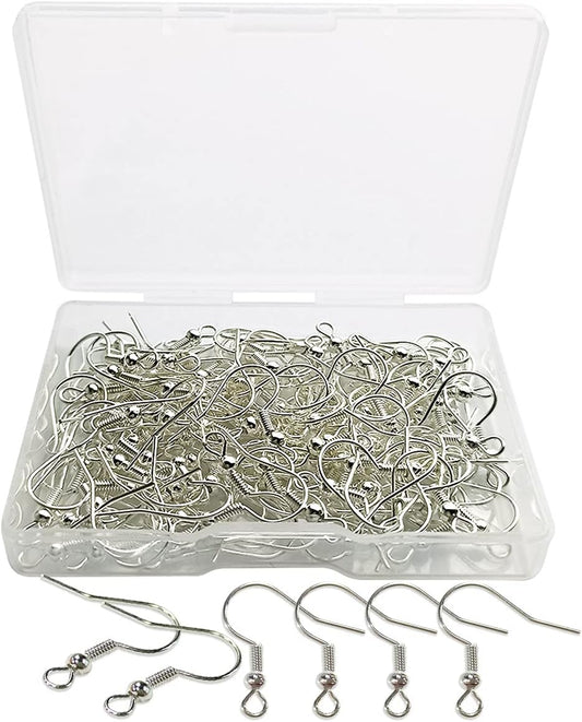 120 Hypoallergenic Silver Earring Hooks with Storage Box - DIY Jewelry